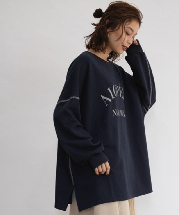 ラナン RANAN ビッグカレッジロゴスウェット （ネイビー） ネイビー