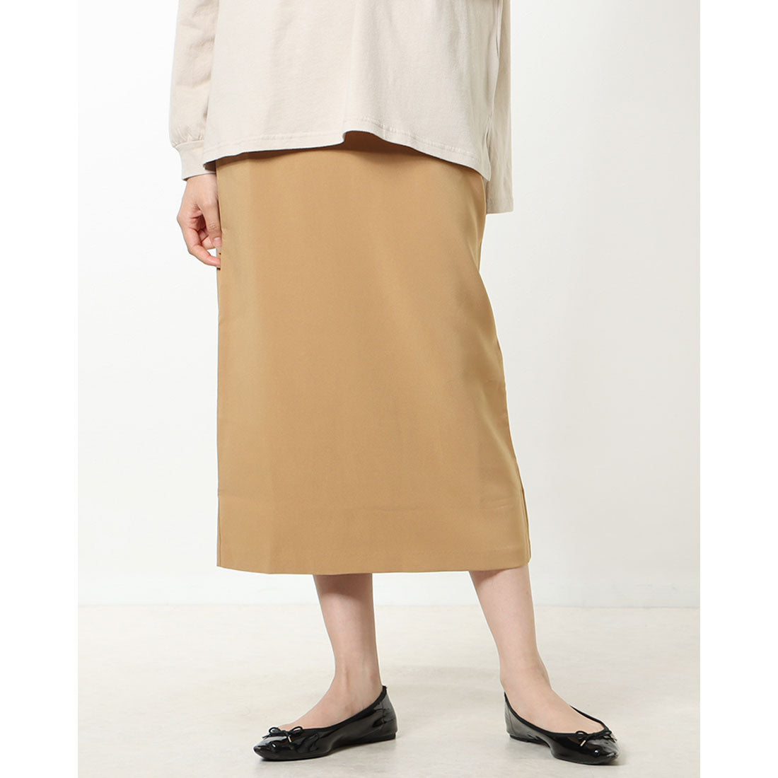 ラナン RANAN 美ラインタイトロングスカート,ベージュ