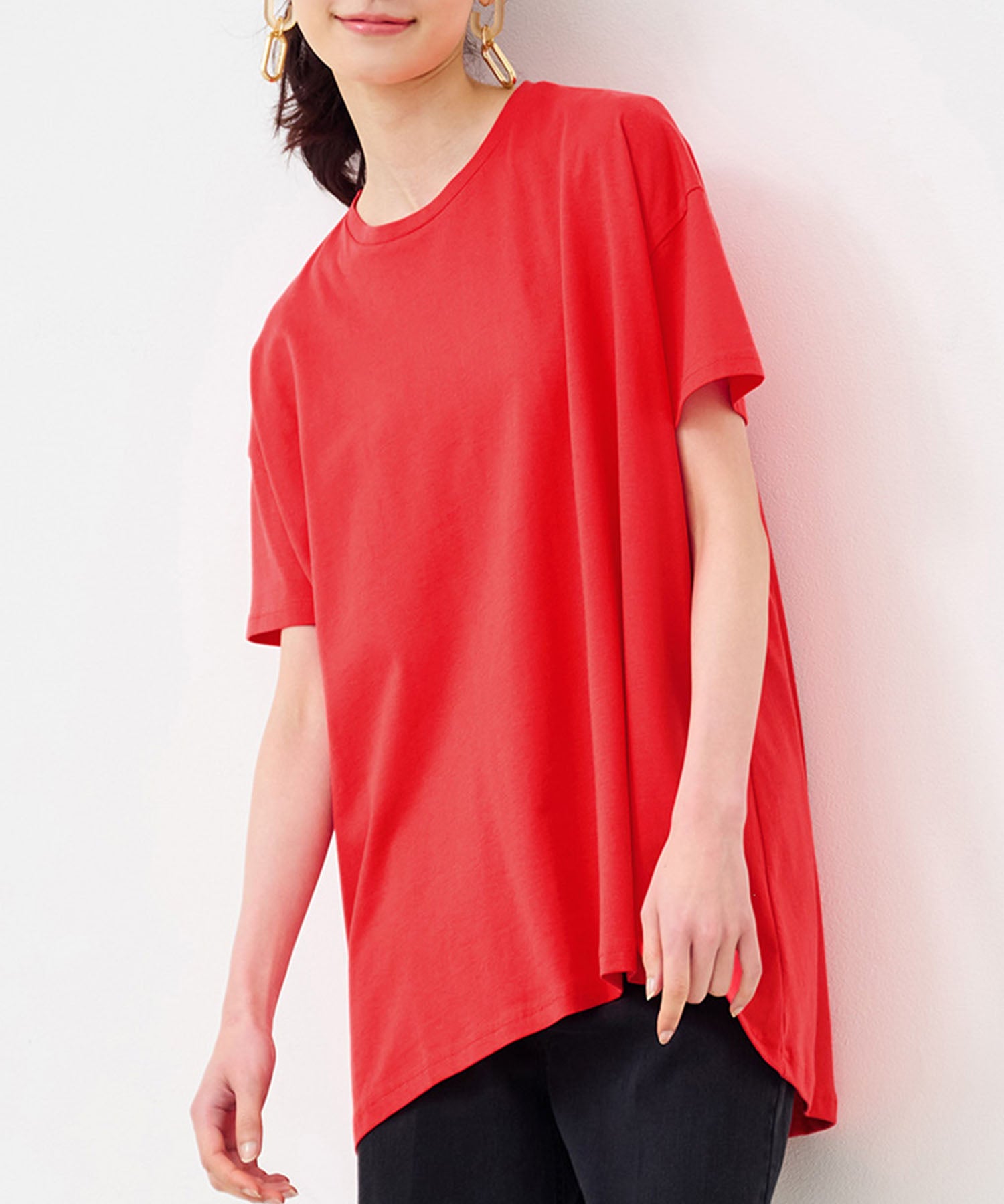 ラナン RANAN 〈Beautiful Cotton 綿100％〉UVカット/接触冷感 裾フレアTシャツ