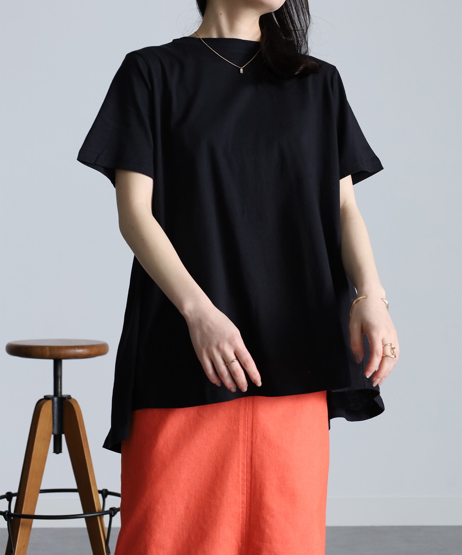 ラナン RANAN 【NOT汗染み！】バックギャザーTシャツ