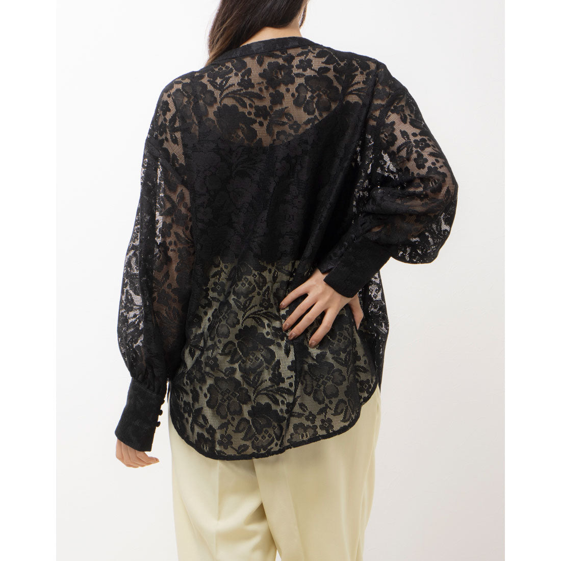 ラナン RANAN メッシュレースシアーシャツ