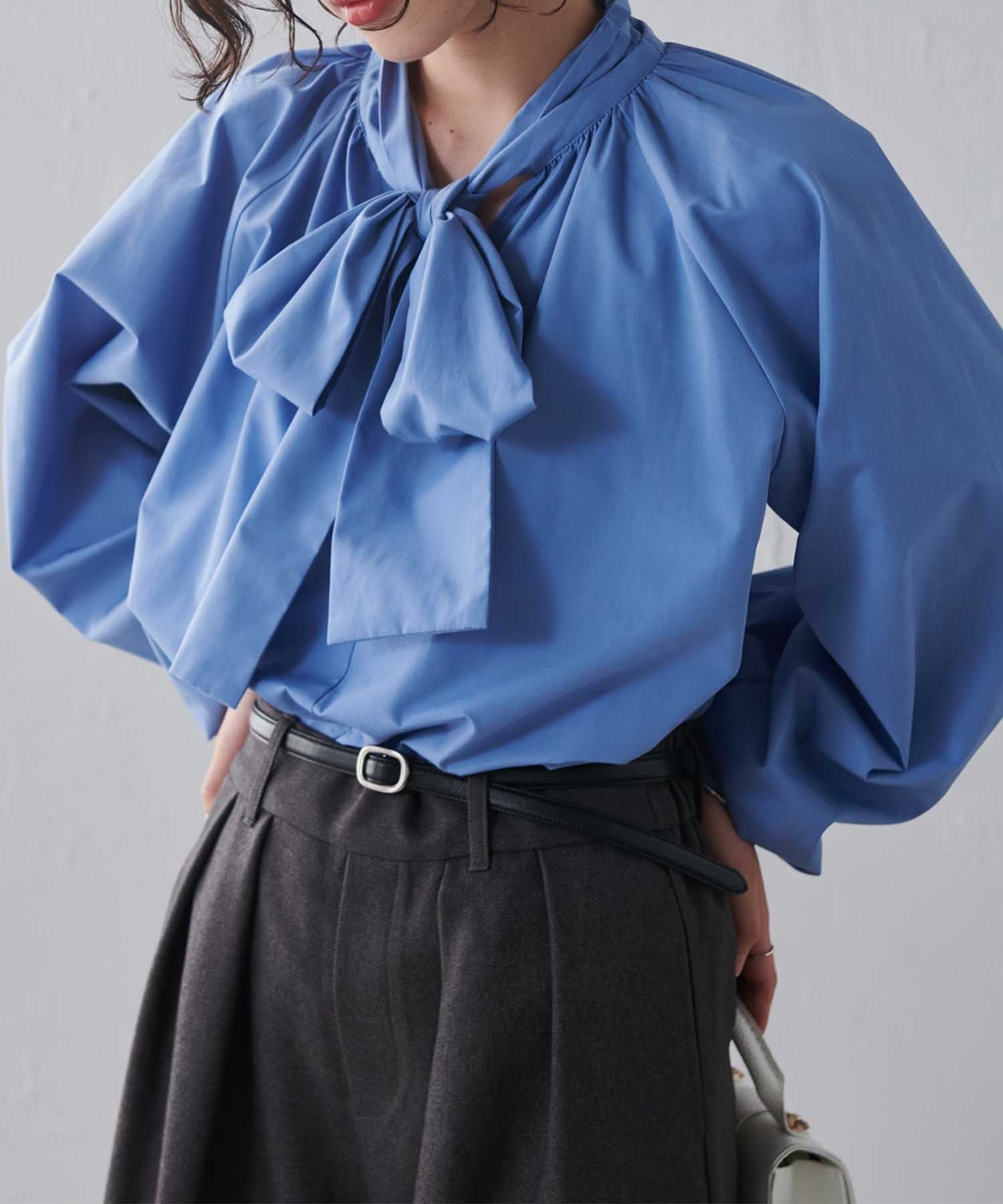 ラナン RANAN ボリュームボウタイブラウス