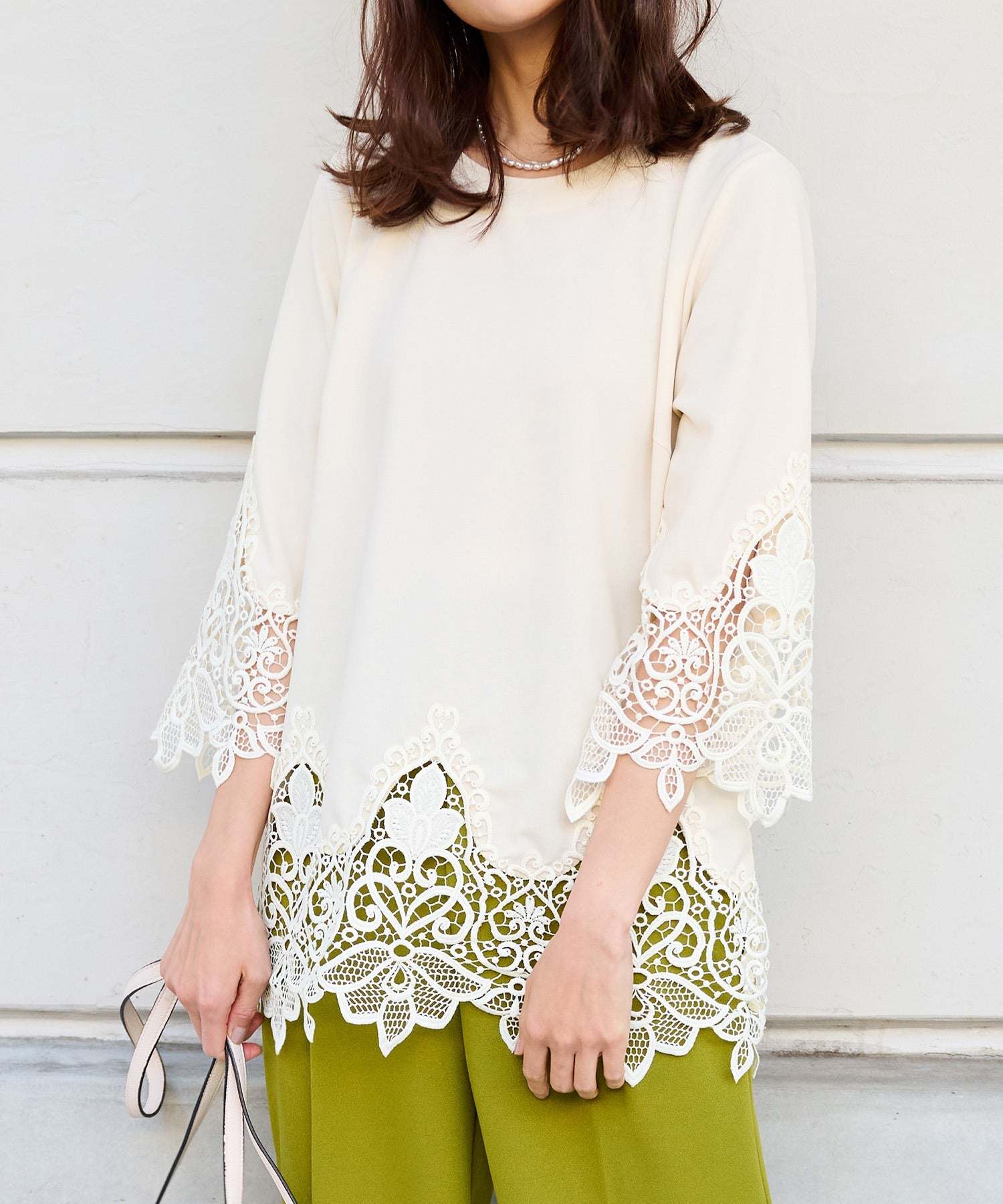 ラナン RANAN 裾レース使いチュニック （エクリュ） エクリュ