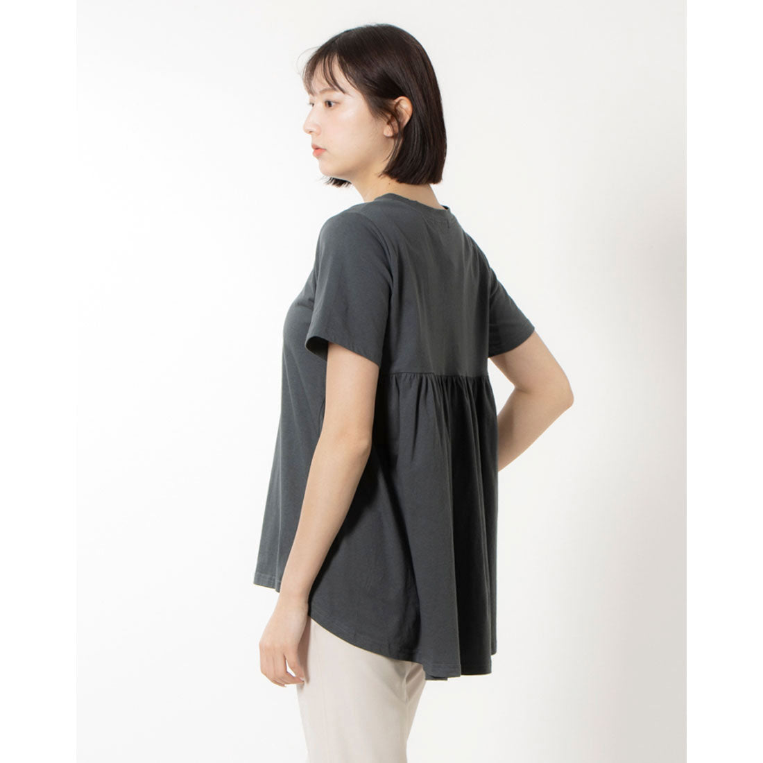 ラナン RANAN 【NOT汗染み！】バックギャザーTシャツ