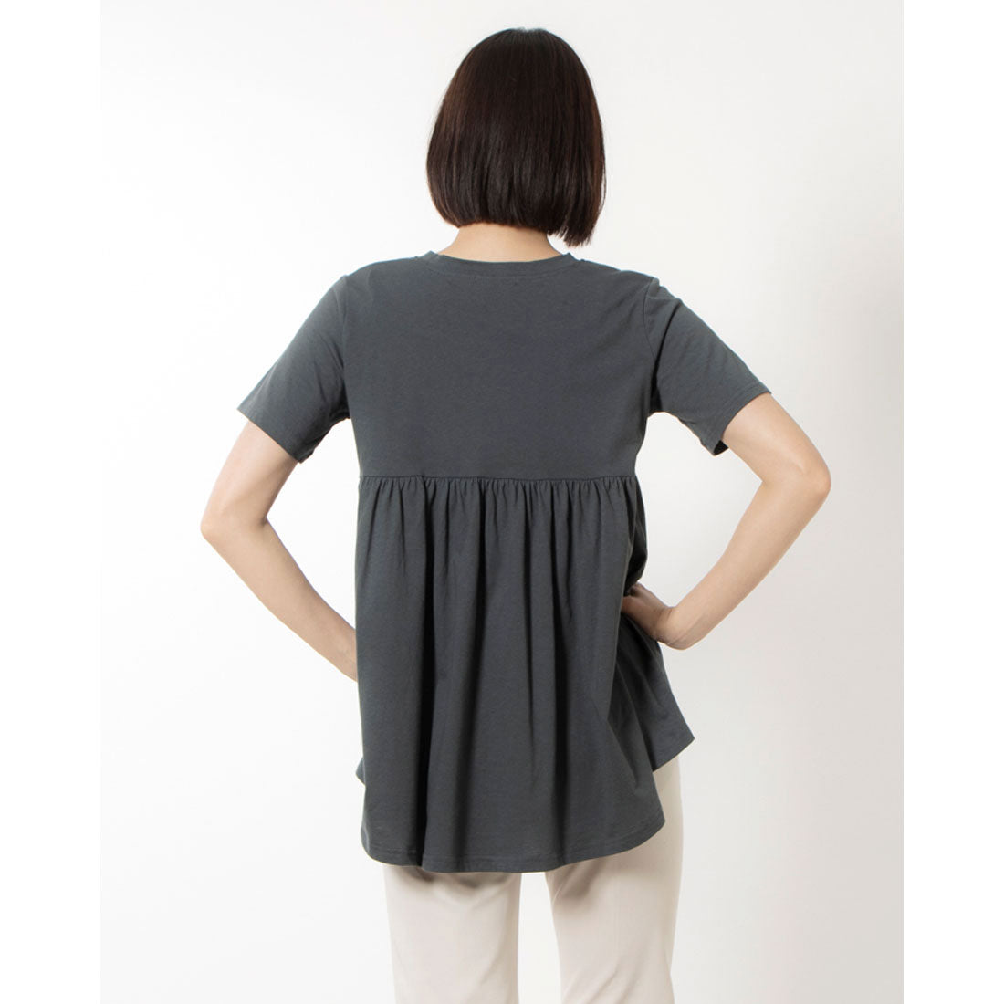 ラナン RANAN 【NOT汗染み！】バックギャザーTシャツ
