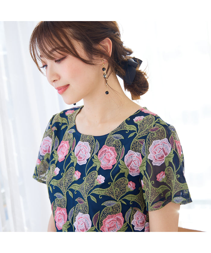 ローズティアラ RoseTiara ローズチュール刺繍ワンピース （ベージュ） ベージュ
