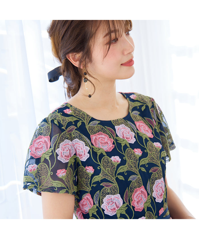 ローズティアラ RoseTiara ローズチュール刺繍ワンピース （ベージュ） ベージュ