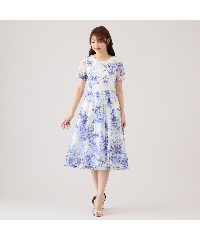 ローズティアラ RoseTiara ローズプリントワンピース （ブラック） ブラック