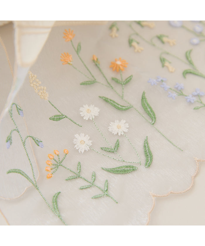 ローズティアラ RoseTiara オーガンジーボタニカル刺繍ストール （ブルー） ブルー
