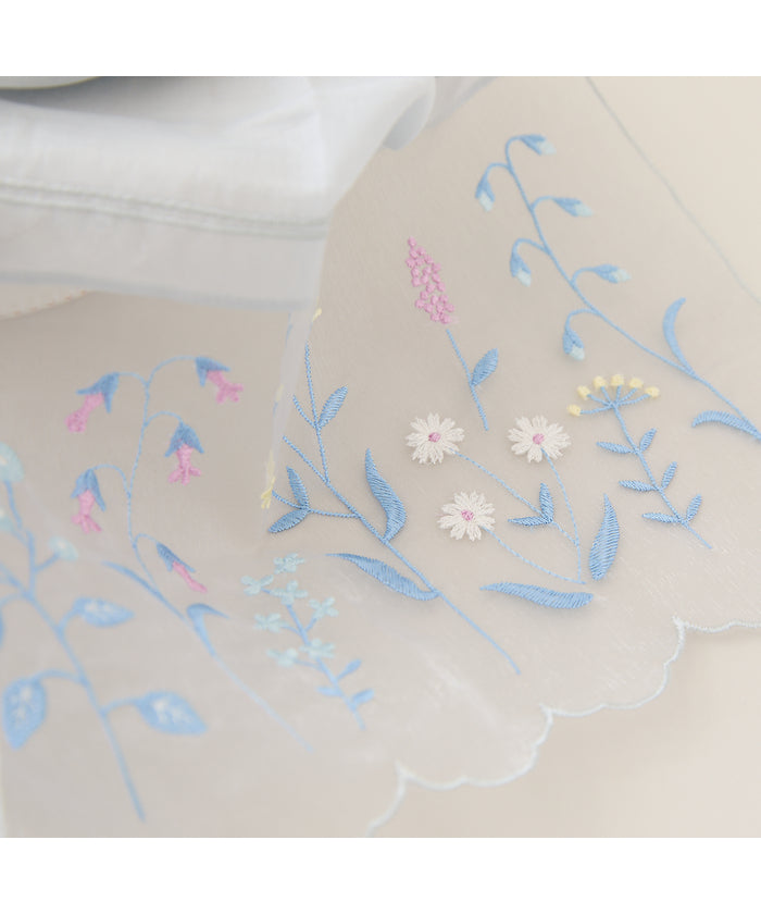 ローズティアラ RoseTiara オーガンジーボタニカル刺繍ストール （ブルー） ブルー