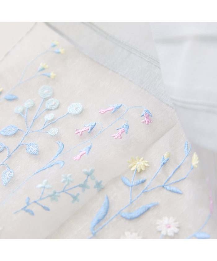 ローズティアラ RoseTiara オーガンジーボタニカル刺繍ストール （ブルー） ブルー
