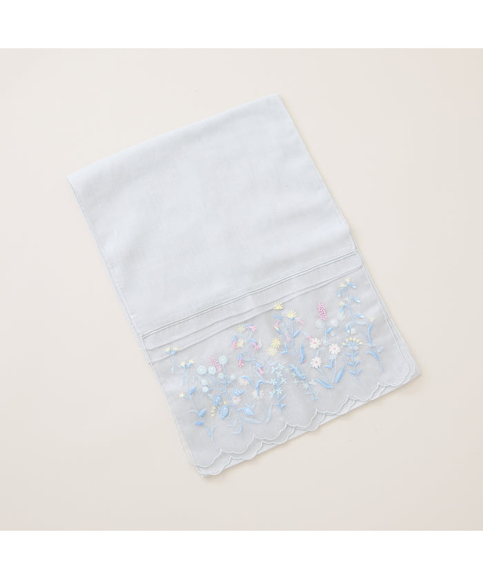 ローズティアラ RoseTiara オーガンジーボタニカル刺繍ストール （ブルー） ブルー