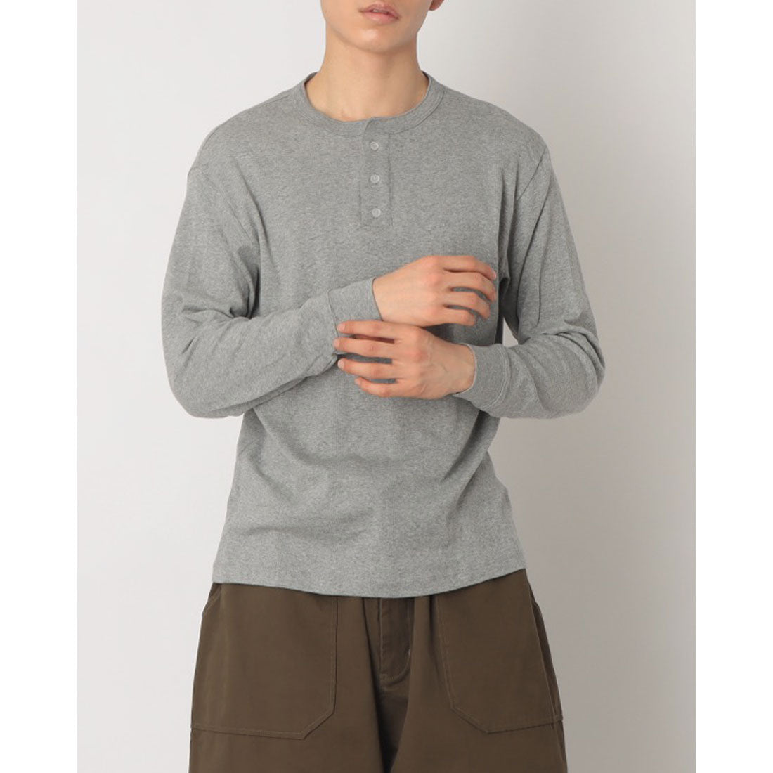 ロバート・ピー・ミラー Robert P. Miller パネルリブ ヘンリーネックT CASUAL FIT 143C （ホワイト） ホワイト