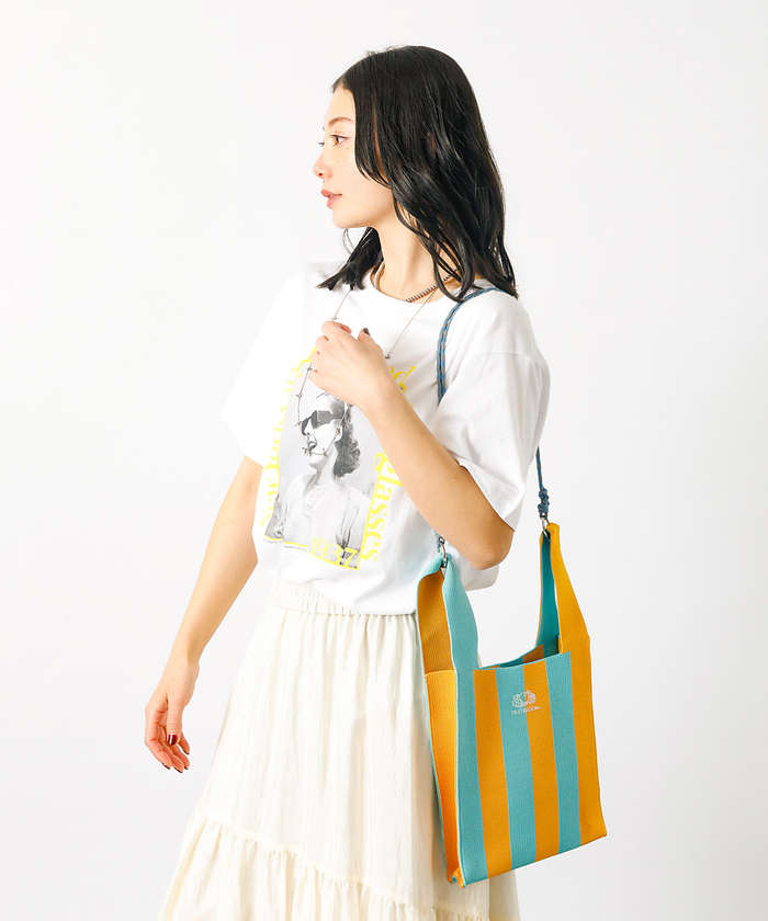 ルージュ ヴィフ ラクレ Rouge vif la cle 【FRUIT OF THE LOOM】ストライプ ミニショルダーバッグ / ST （レッド） レッド
