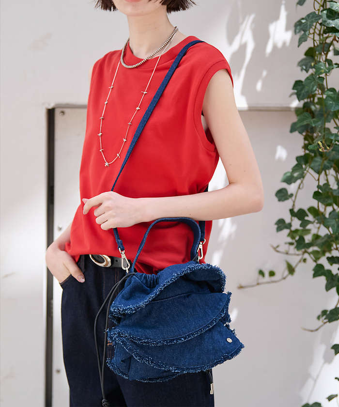 ルージュ ヴィフ ラクレ Rouge vif la cle 【Ampersand / アンパサンド】Denim  frilr bag MEー （ネイビー） ネイビー