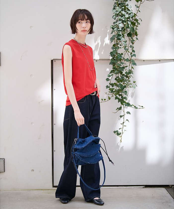 ルージュ ヴィフ ラクレ Rouge vif la cle 【Ampersand / アンパサンド】Denim  frilr bag MEー （ネイビー） ネイビー
