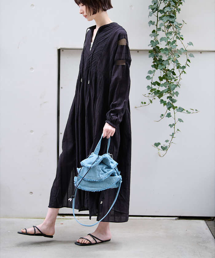 ルージュ ヴィフ ラクレ Rouge vif la cle 【Ampersand / アンパサンド】Denim  frilr bag MEー （ネイビー） ネイビー