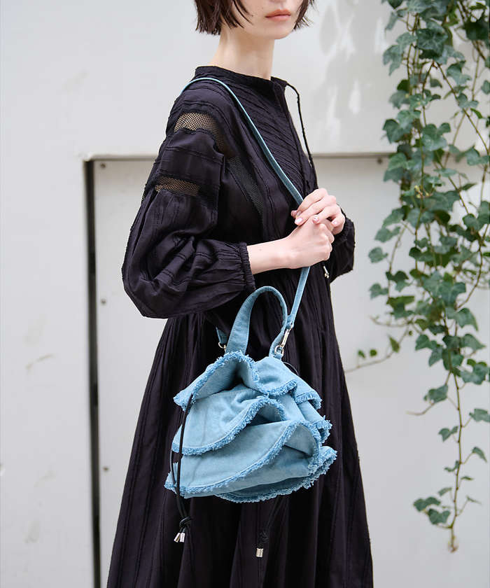 ルージュ ヴィフ ラクレ Rouge vif la cle 【Ampersand / アンパサンド】Denim  frilr bag MEー （ネイビー） ネイビー