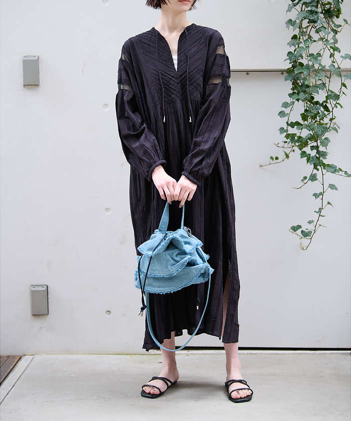 ルージュ ヴィフ ラクレ Rouge vif la cle 【Ampersand / アンパサンド】Denim  frilr bag MEー （ネイビー） ネイビー