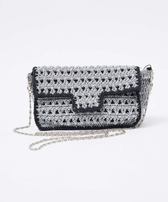 ルージュ ヴィフ ラクレ Rouge vif la cle 【Swaraj/スワラージ】手編みのメタリックマクラメBAG / チェーンミニバ （ゴールド） ゴールド