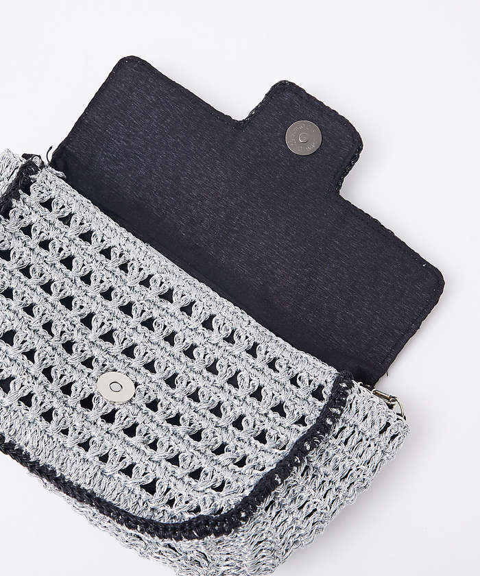 ルージュ ヴィフ ラクレ Rouge vif la cle 【Swaraj/スワラージ】手編みのメタリックマクラメBAG / チェーンミニバ （ゴールド） ゴールド