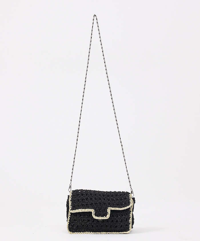 ルージュ ヴィフ ラクレ Rouge vif la cle 【Swaraj/スワラージ】手編みのメタリックマクラメBAG / チェーンミニバ （ゴールド） ゴールド