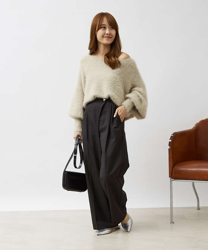 ルージュ ヴィフ ラクレ Rouge vif la cle 【一部店舗限定】【2点セット】スリットジャケット＆ウエストクロスパンツSET【予 （ベージュ） ベージュ