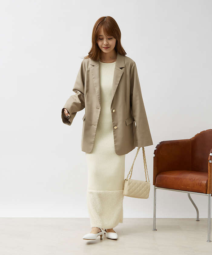 ルージュ ヴィフ ラクレ Rouge vif la cle 【一部店舗限定】【2点セット】スリットジャケット＆ウエストクロスパンツSET【予 （ベージュ） ベージュ