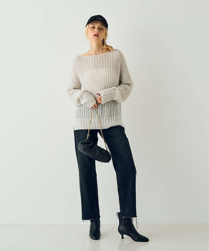 ルージュ ヴィフ ラクレ Rouge vif la cle シアーモヘヤミックス畔プルオーバー【予約】 （ベージュ） ベージュ