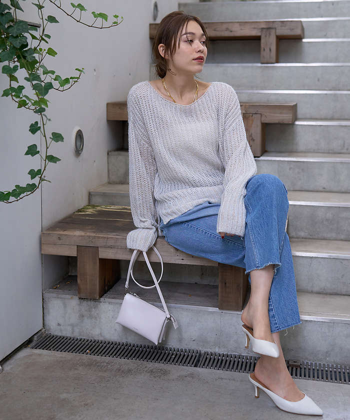 ルージュ ヴィフ ラクレ Rouge vif la cle シアーモヘヤミックス畔プルオーバー【予約】 （ベージュ） ベージュ