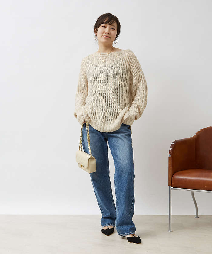 ルージュ ヴィフ ラクレ Rouge vif la cle シアーモヘヤミックス畔プルオーバー【予約】 （ベージュ） ベージュ