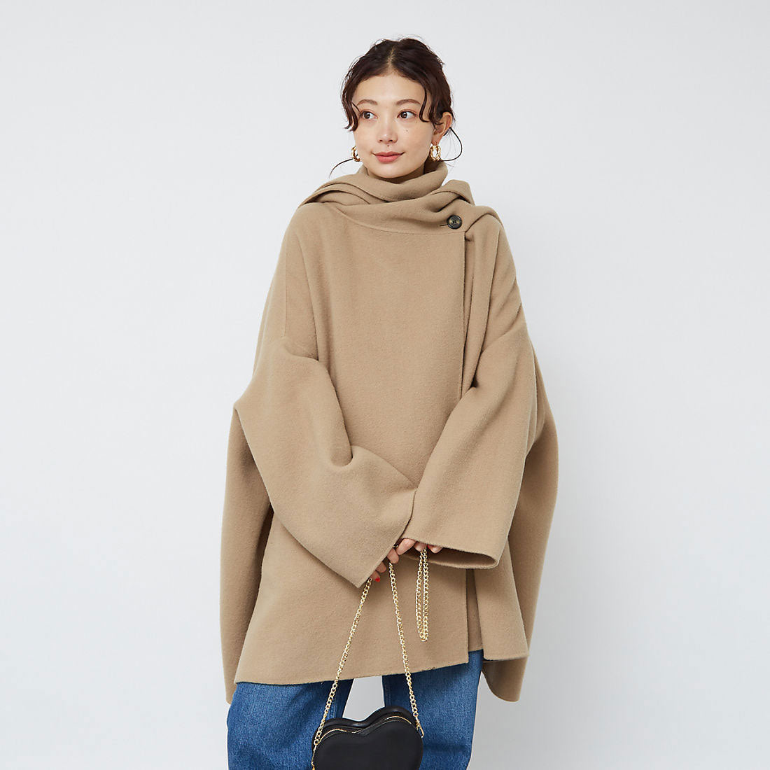 ルージュ ヴィフ ラクレ Rouge vif la cle 変形マフラー付きリバーコート （カーキ） カーキ
