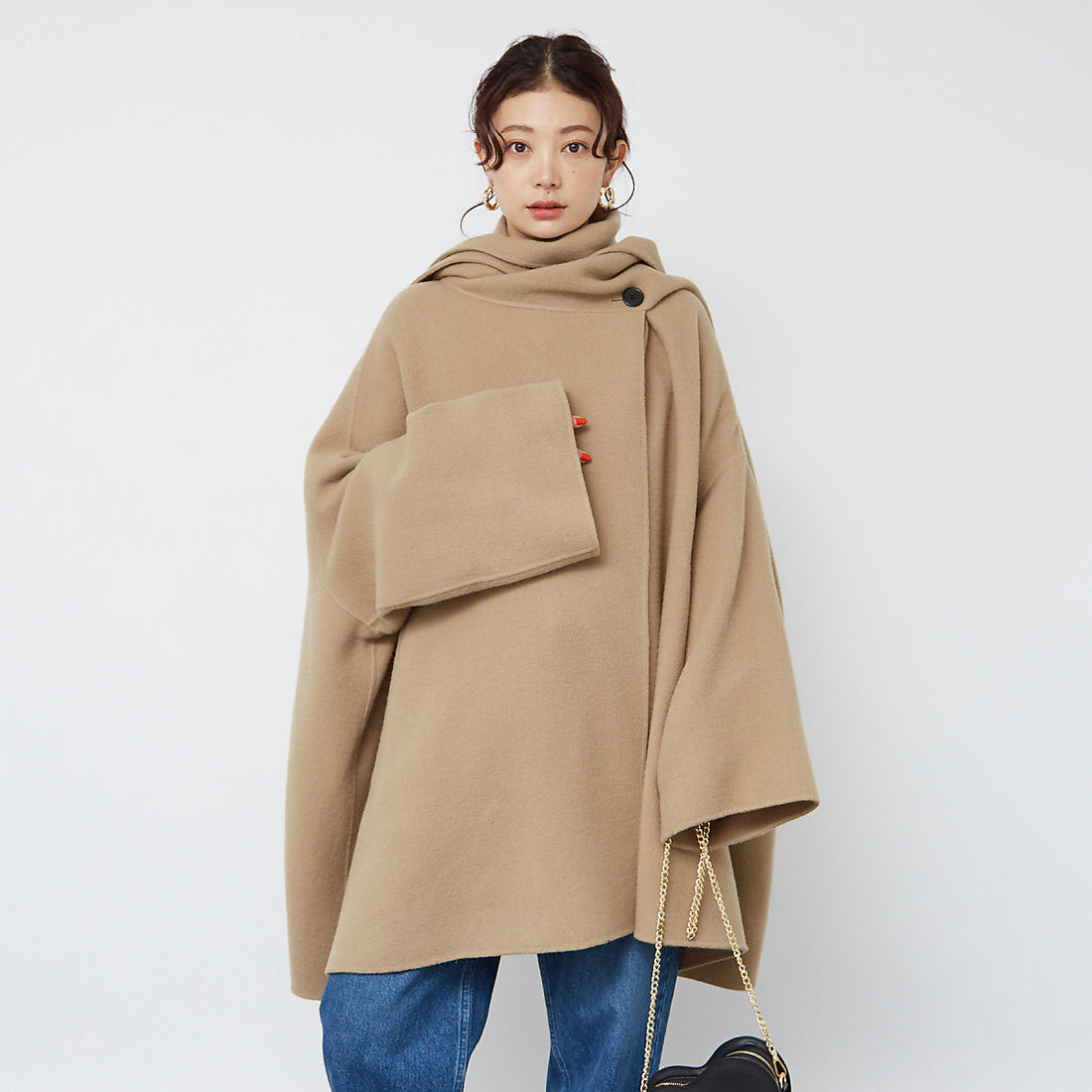 ルージュ ヴィフ ラクレ Rouge vif la cle 変形マフラー付きリバーコート （カーキ） カーキ