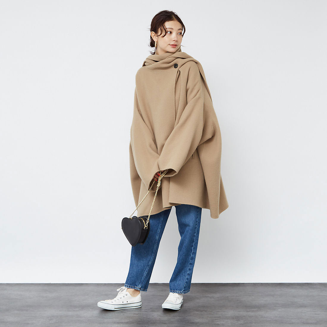 ルージュ ヴィフ ラクレ Rouge vif la cle 変形マフラー付きリバーコート （カーキ） カーキ