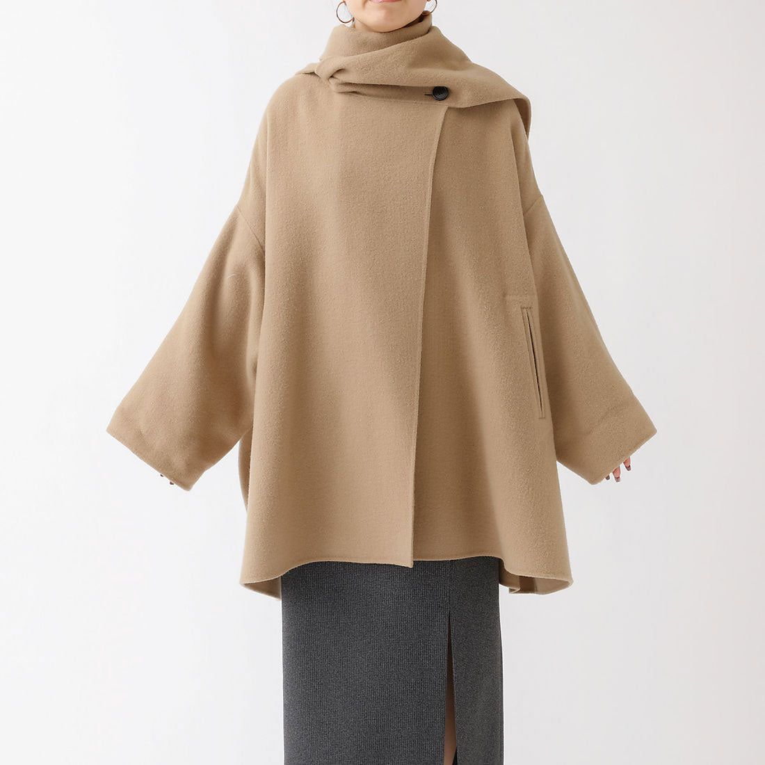 ルージュ ヴィフ ラクレ Rouge vif la cle 変形マフラー付きリバーコート （カーキ） カーキ