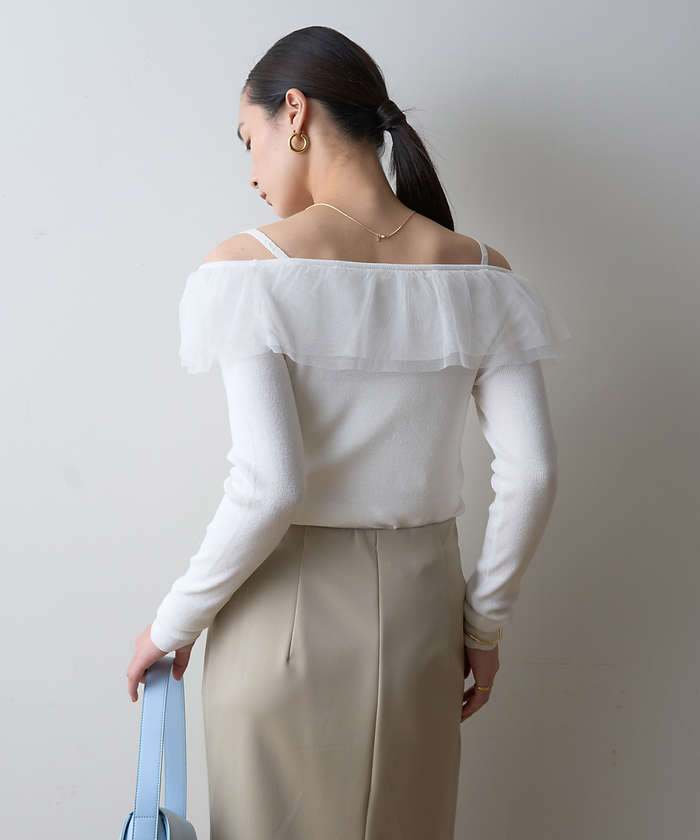 ルージュ ヴィフ ラクレ Rouge vif la cle 【一部店舗限定】オフショルチュールリブプルオーバー【予約】 （オフホワイト） オフホワイト