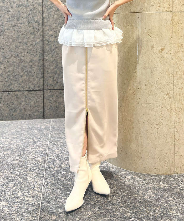 ルージュ ヴィフ ラクレ Rouge vif la cle 【一部店舗限定】フロントZIPストレッチハイウエストスカート （ブラック） ブラック