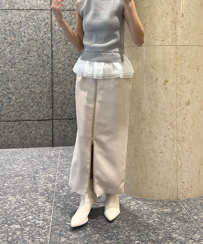 ルージュ ヴィフ ラクレ Rouge vif la cle 【一部店舗限定】フロントZIPストレッチハイウエストスカート （ブラック） ブラック