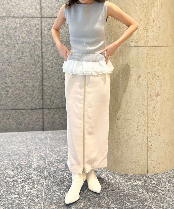 ルージュ ヴィフ ラクレ Rouge vif la cle 【一部店舗限定】フロントZIPストレッチハイウエストスカート （ブラック） ブラック