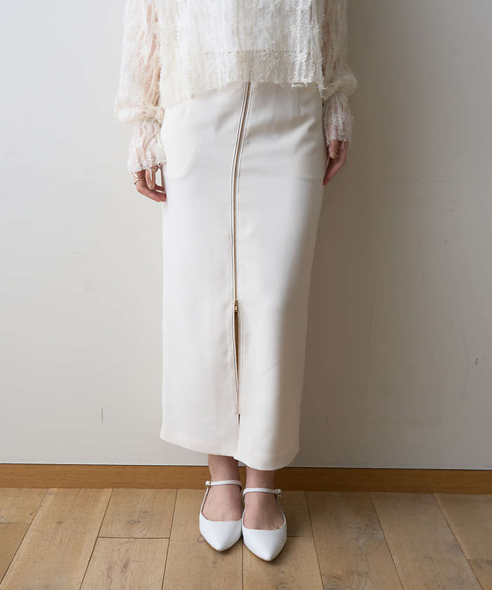 ルージュ ヴィフ ラクレ Rouge vif la cle 【一部店舗限定】フロントZIPストレッチハイウエストスカート （ブラック） ブラック