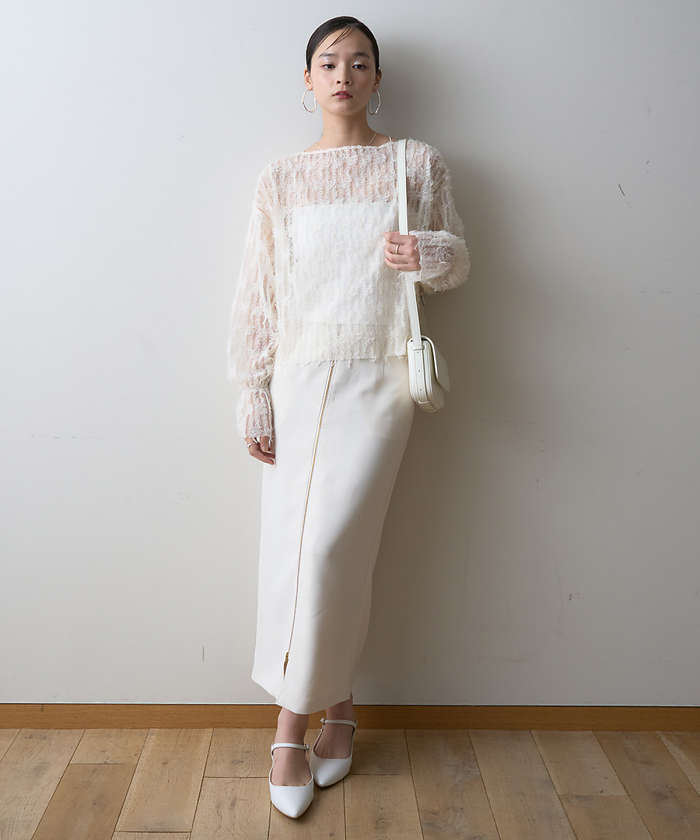 ルージュ ヴィフ ラクレ Rouge vif la cle 【一部店舗限定】フロントZIPストレッチハイウエストスカート （ブラック） ブラック