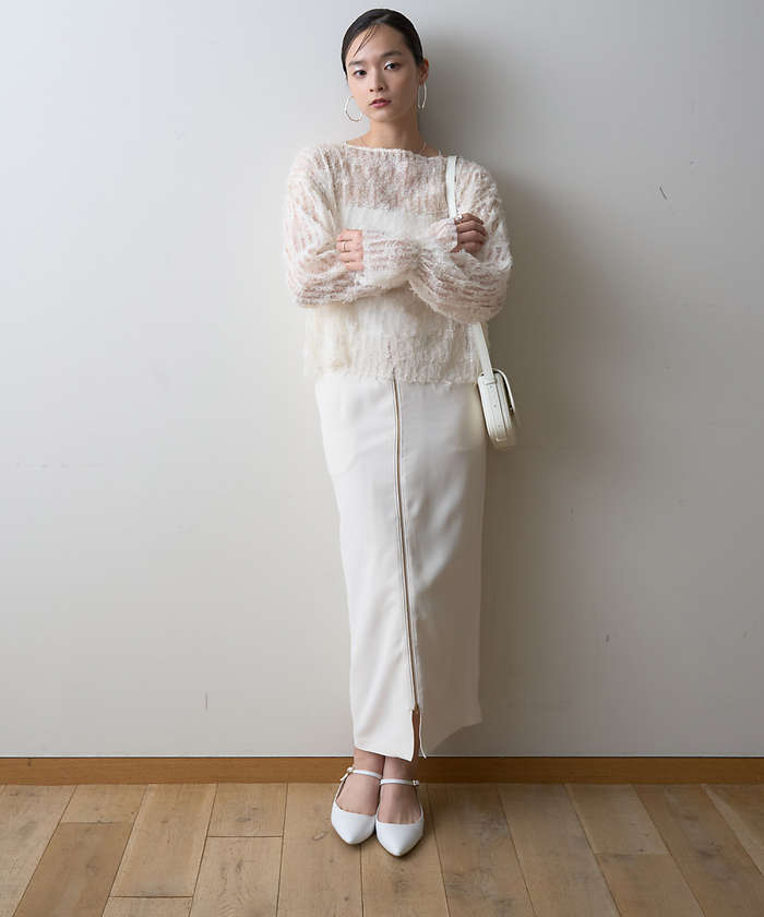 ルージュ ヴィフ ラクレ Rouge vif la cle 【一部店舗限定】フロントZIPストレッチハイウエストスカート （ブラック） ブラック