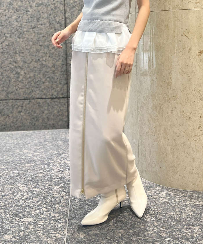 ルージュ ヴィフ ラクレ Rouge vif la cle 【一部店舗限定】フロントZIPストレッチハイウエストスカート （ブラック） ブラック