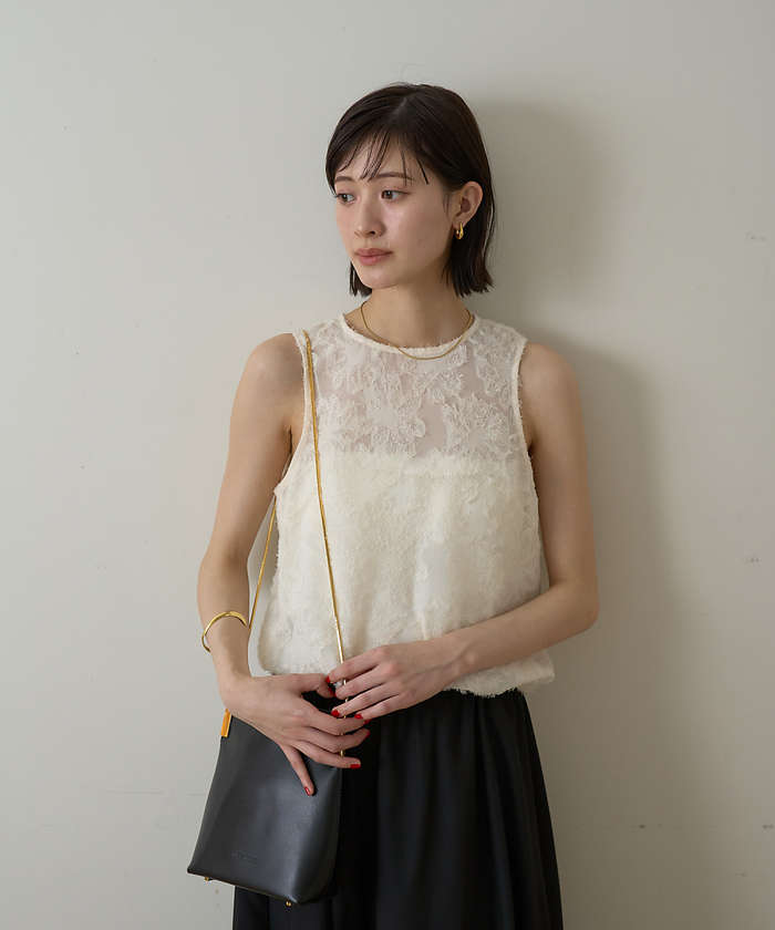 ルージュ ヴィフ ラクレ Rouge vif la cle 【一部店舗限定】フラワーフェザーアメスリブラウス【予約】 （ブラウン） ブラウン