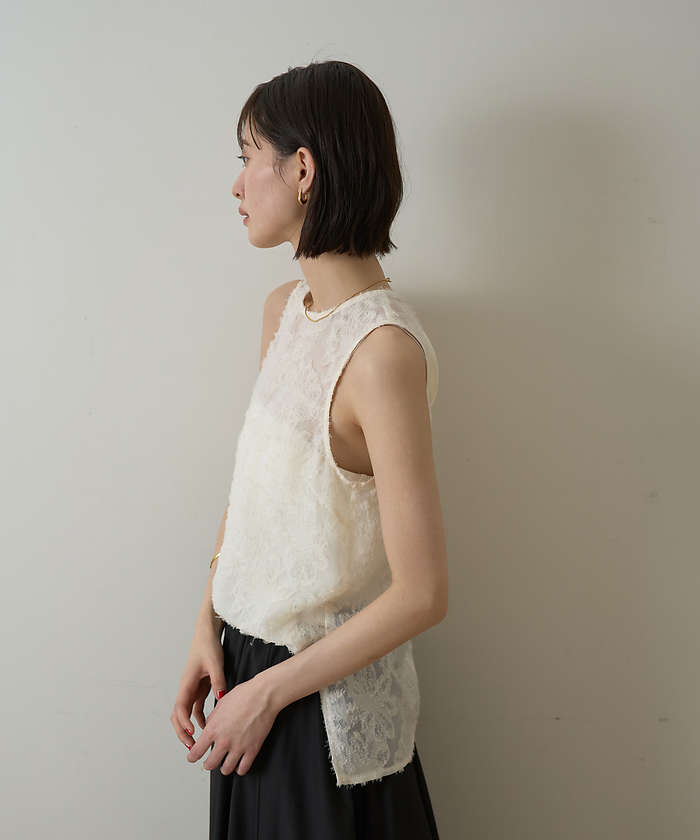 ルージュ ヴィフ ラクレ Rouge vif la cle 【一部店舗限定】フラワーフェザーアメスリブラウス【予約】 （ブラウン） ブラウン
