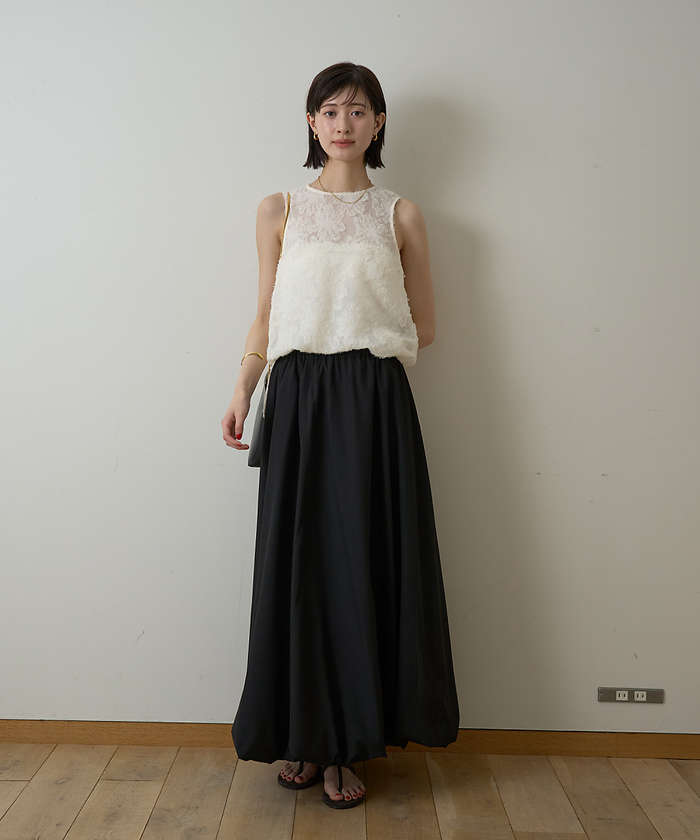 ルージュ ヴィフ ラクレ Rouge vif la cle 【一部店舗限定】フラワーフェザーアメスリブラウス【予約】 （ブラウン） ブラウン