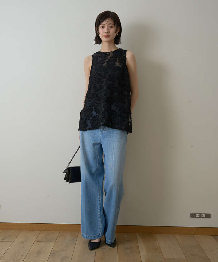 ルージュ ヴィフ ラクレ Rouge vif la cle 【一部店舗限定】フラワーフェザーアメスリブラウス【予約】 （ブラウン） ブラウン