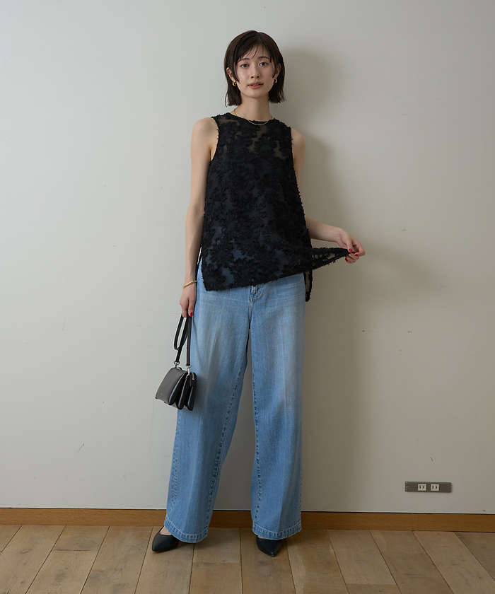 ルージュ ヴィフ ラクレ Rouge vif la cle 【一部店舗限定】フラワーフェザーアメスリブラウス【予約】 （ブラウン） ブラウン