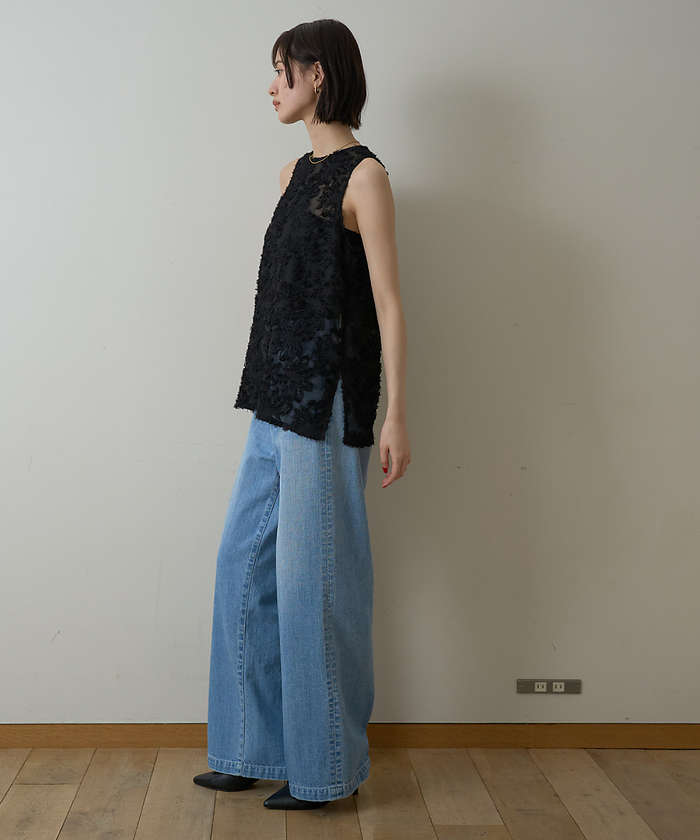 ルージュ ヴィフ ラクレ Rouge vif la cle 【一部店舗限定】フラワーフェザーアメスリブラウス【予約】 （ブラウン） ブラウン