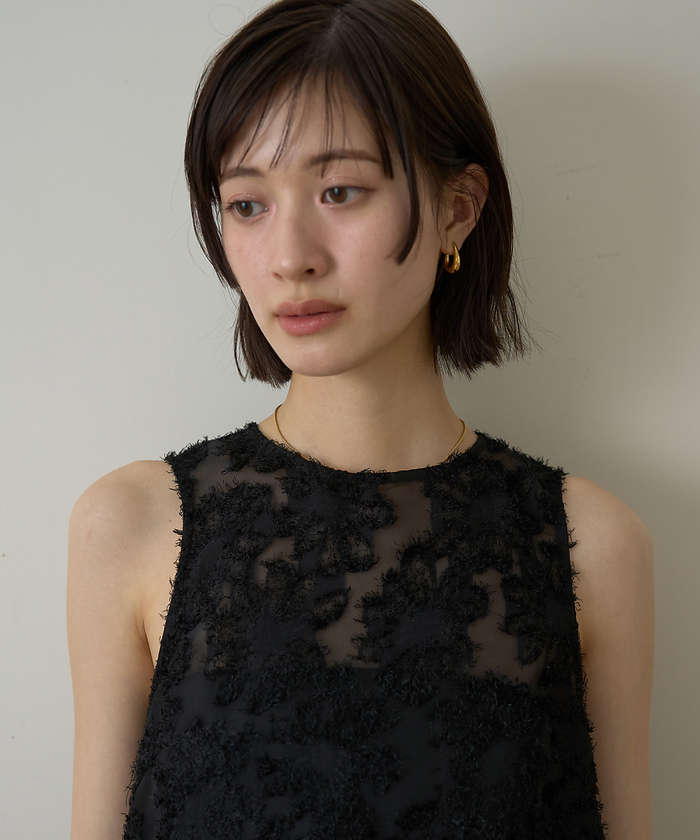 ルージュ ヴィフ ラクレ Rouge vif la cle 【一部店舗限定】フラワーフェザーアメスリブラウス【予約】 （ブラウン） ブラウン